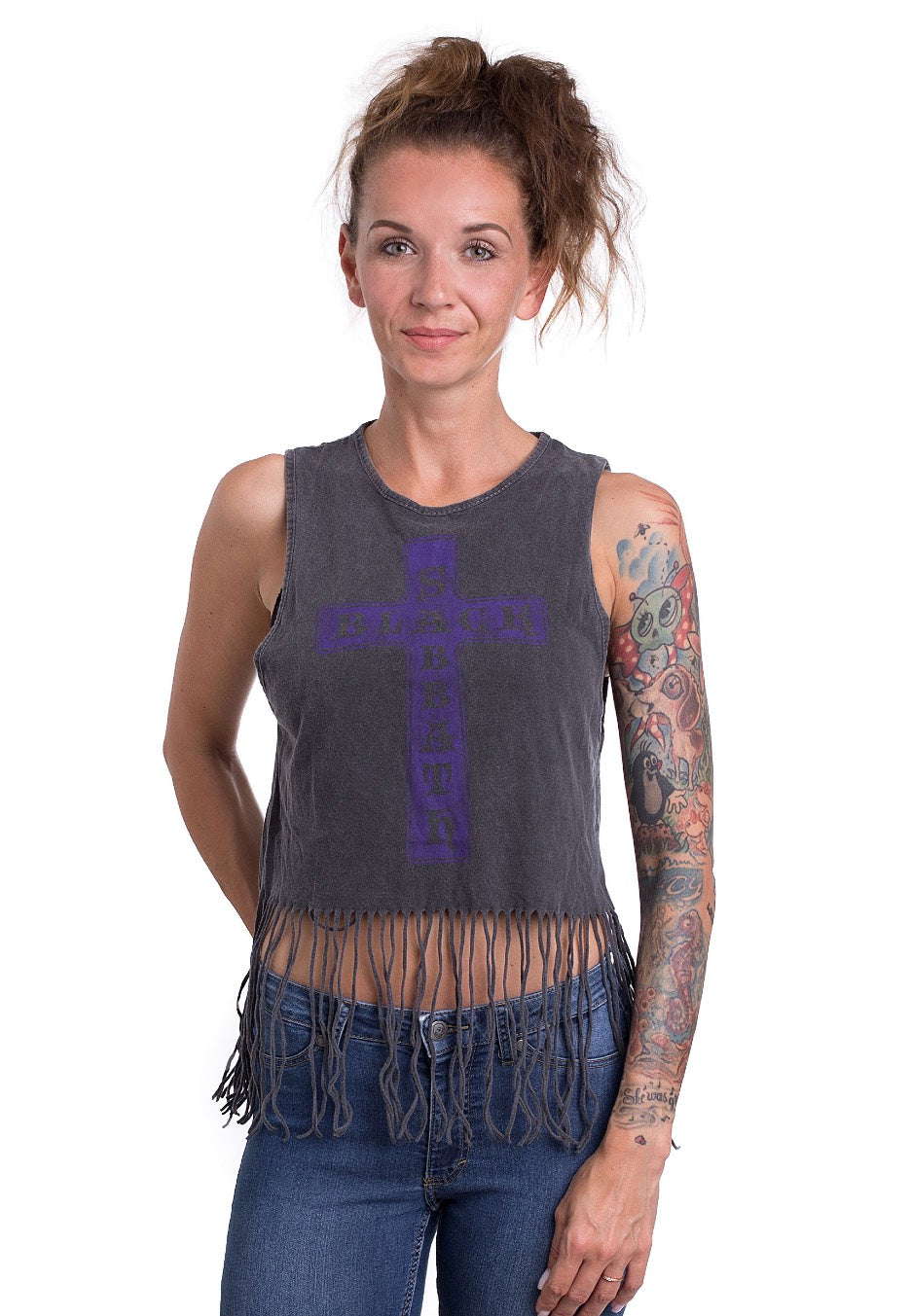 Black Sabbath - Vintage Cross With Tassels Grey - Girly - grey - XL - 100% Cotton,Jersey