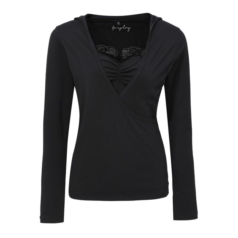 Forplay Lace Wrap Top Long-sleeve Shirt black - Image 2
