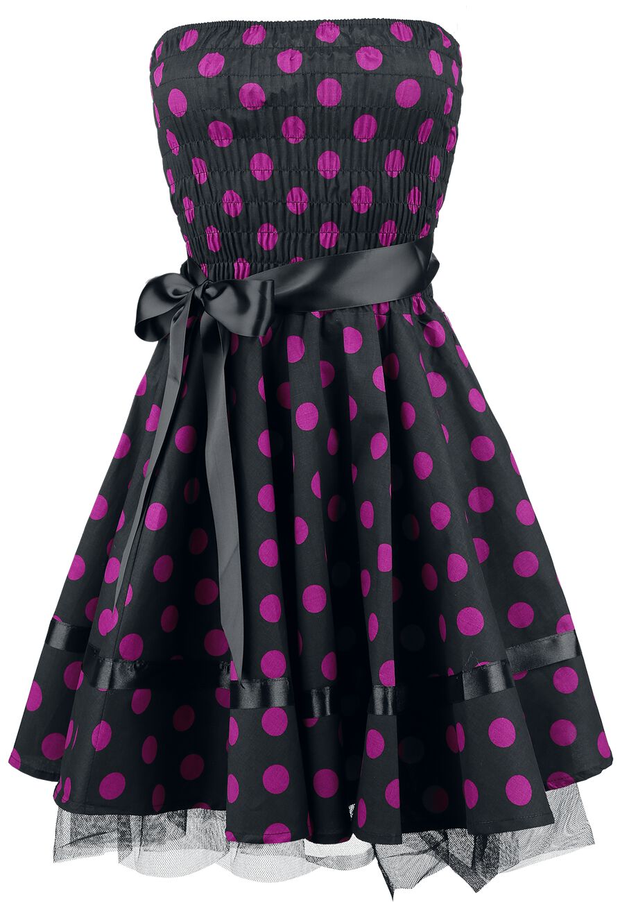 H&R London Big Purple Dots Mini Dress black pink - Image 2