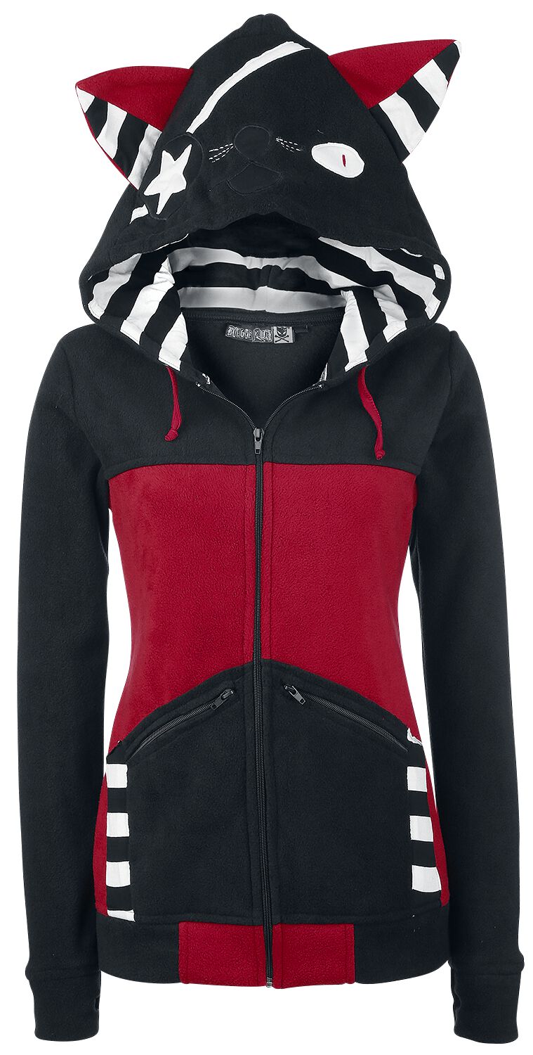 Bye Bye Kitty Star Kitty Hoodie Jacket black red - Image 2