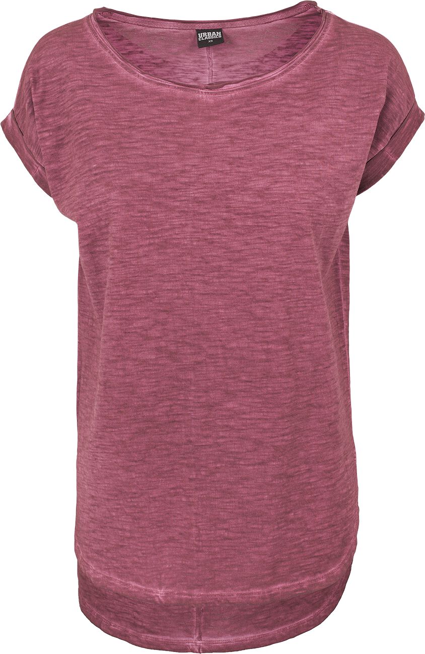 Urban Classics Ladies Long Back Shaped Spray Dye Tee T-Shirt burgundy - Image 2