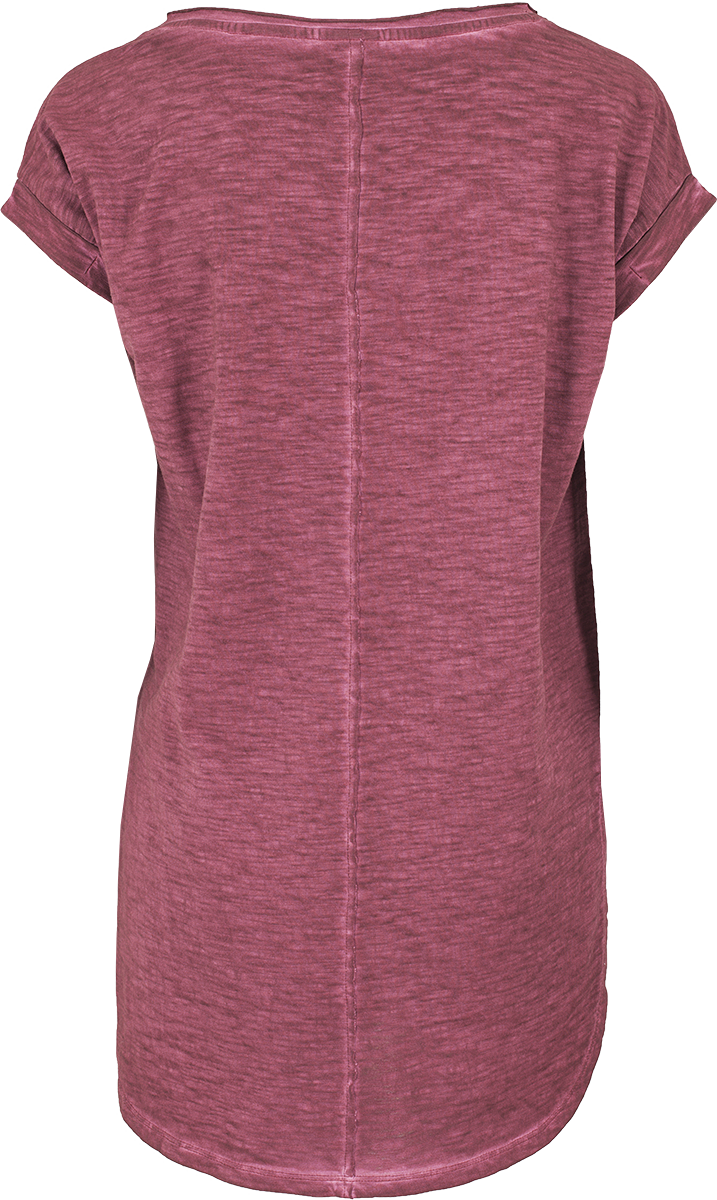 Urban Classics Ladies Long Back Shaped Spray Dye Tee T-Shirt burgundy - Image 3
