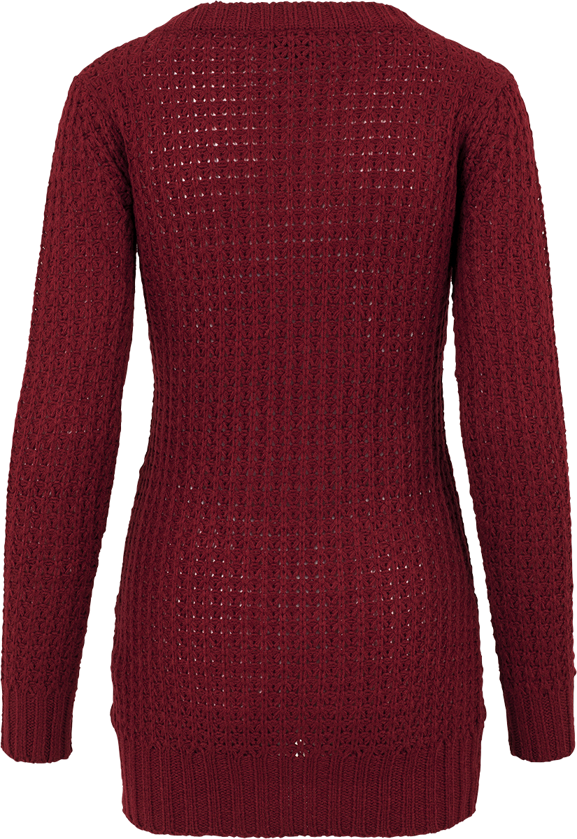 Urban Classics Ladies Long Wideneck Sweater Knit jumper burgundy - Image 3