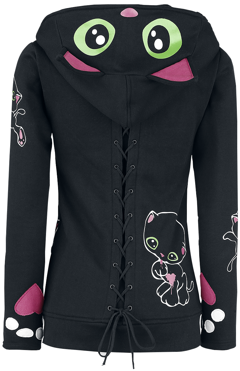 Cupcake Cult Black Cat Hood Hoodie Jacket black - Image 3
