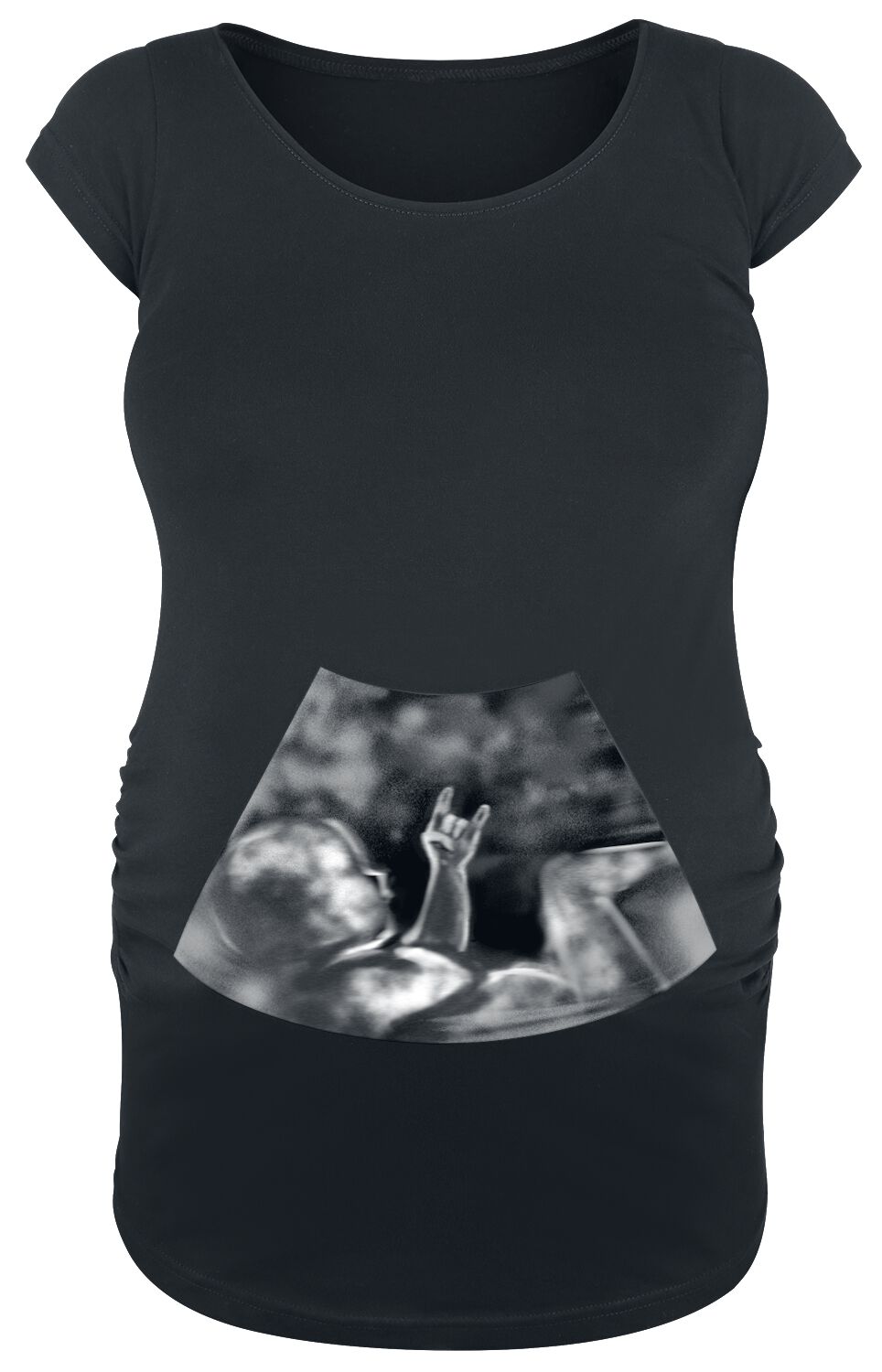 Maternity fashion Ultrasound Metal Hand Baby T-Shirt black - Image 2