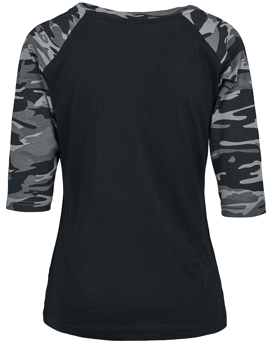 Urban Classics Ladies 3/4 Contrast Raglan Tee Long-sleeve Shirt black dark camo - Image 3