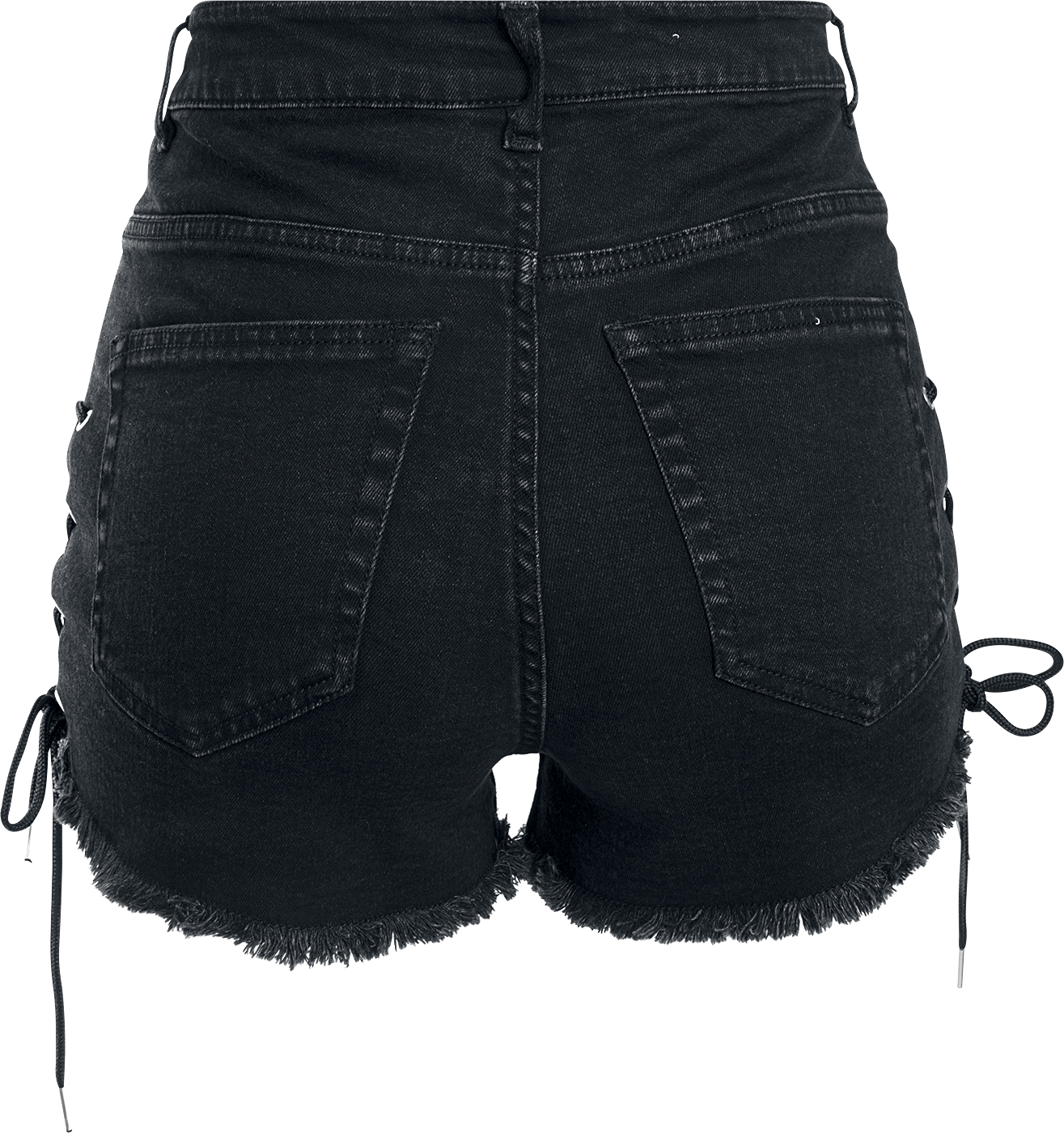 Urban Classics Ladies Highwaist Denim Lace Up Short Hot Pants black - Image 3