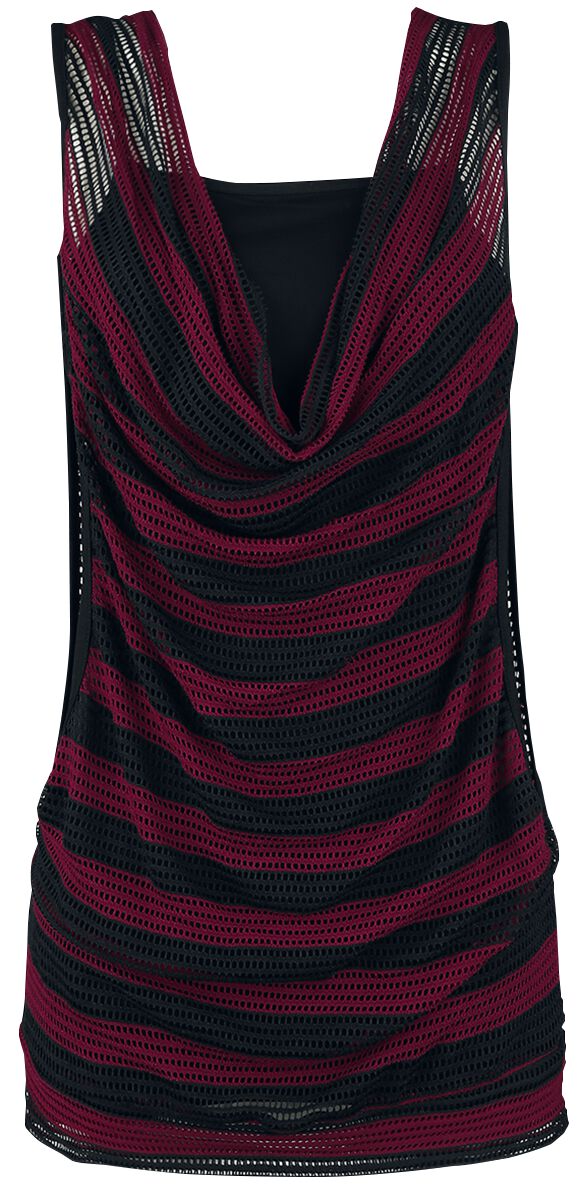 RED by EMP 2 in 1 Double Layer Stripe Mesh Top Top black red - Image 2