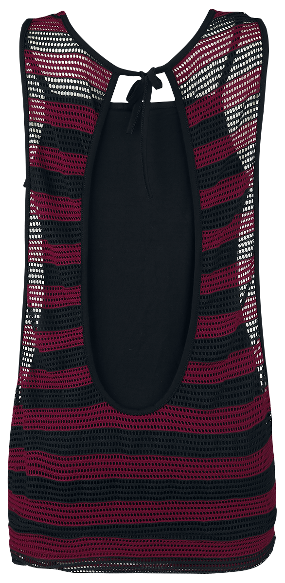 RED by EMP 2 in 1 Double Layer Stripe Mesh Top Top black red - Image 3