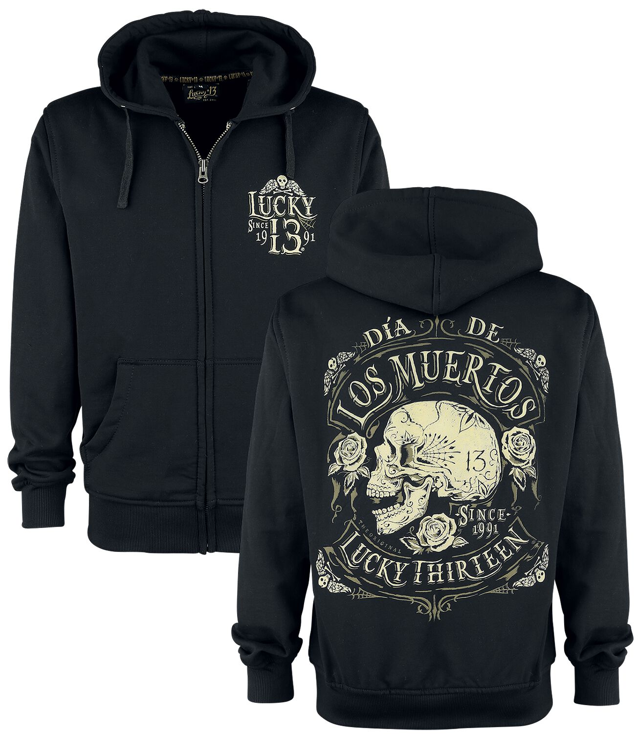 Lucky 13 Dead Skull Hoodie Jacket black - Image 2