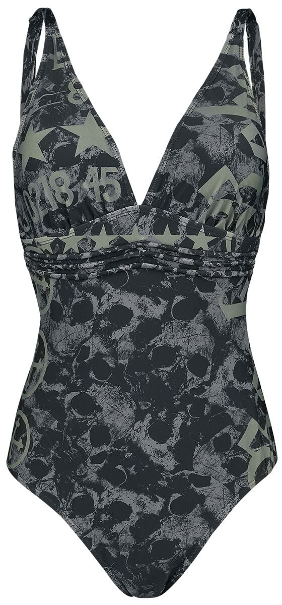 Rock Rebel by EMP Black Swimsuit with Skull Pattern and Prints Swimsuit black - Image 2