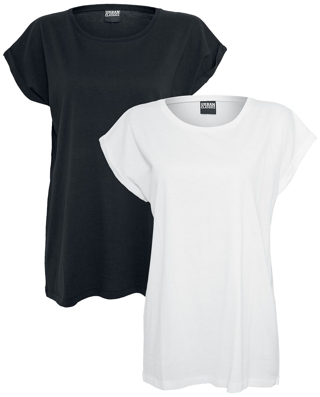 Urban Classics Ladies Extended Shoulder Tee Double Pack T-Shirt black white - Image 2