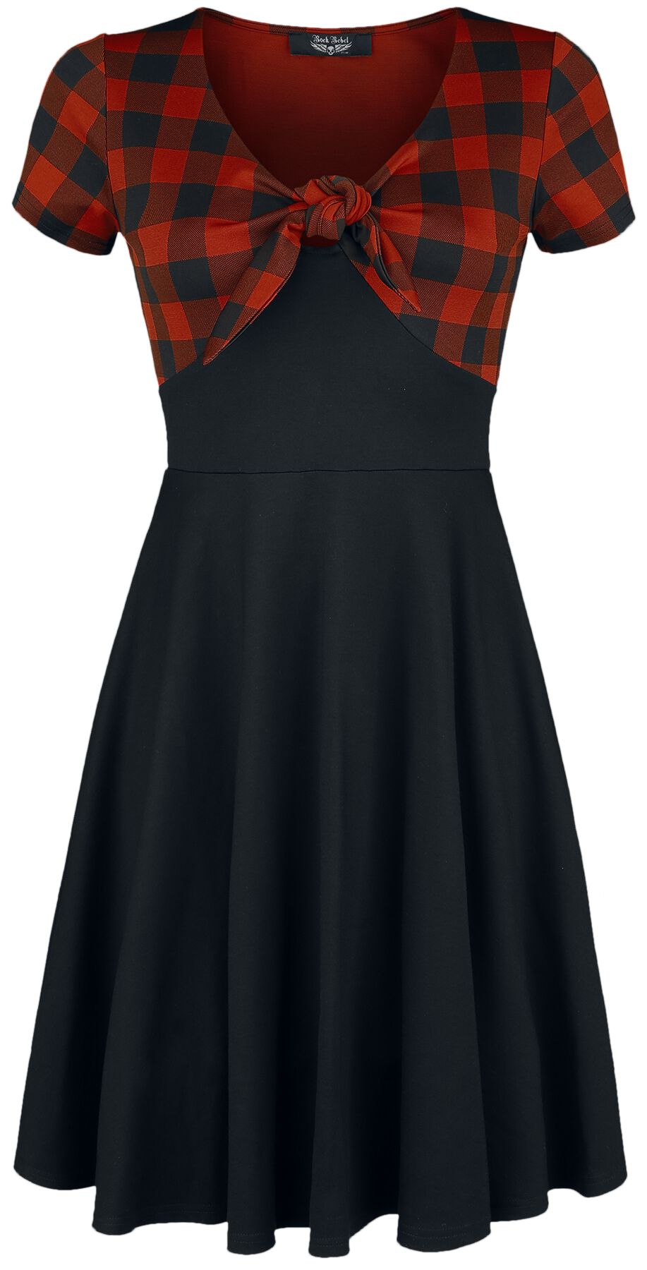 Rock Rebel by EMP Rock Rebel Tie-Front Dress with Checked Pattern Mini Dress black red - Image 2