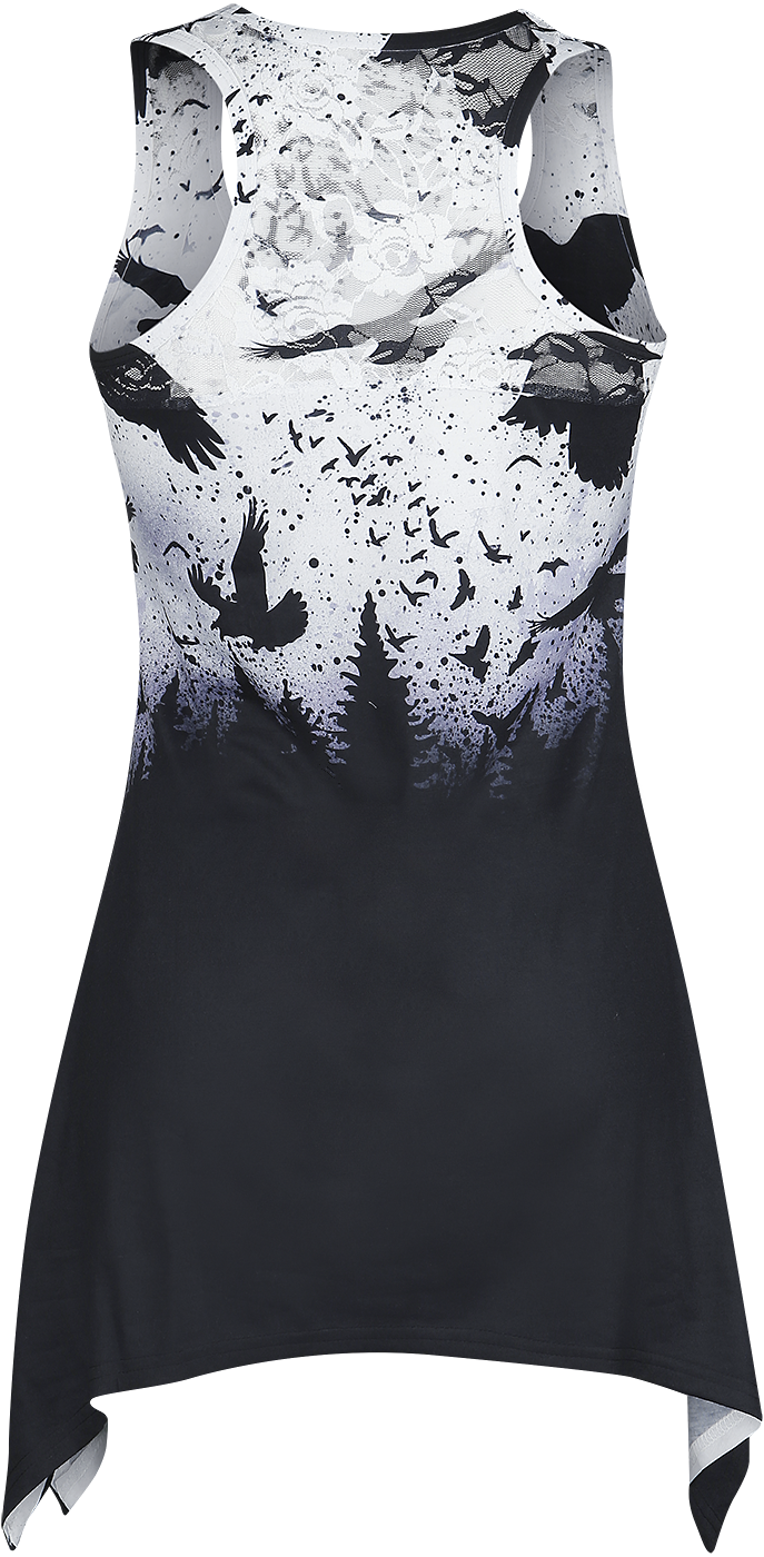 Vixxsin Crow Night Lace Panel Vest Top black white - Image 3