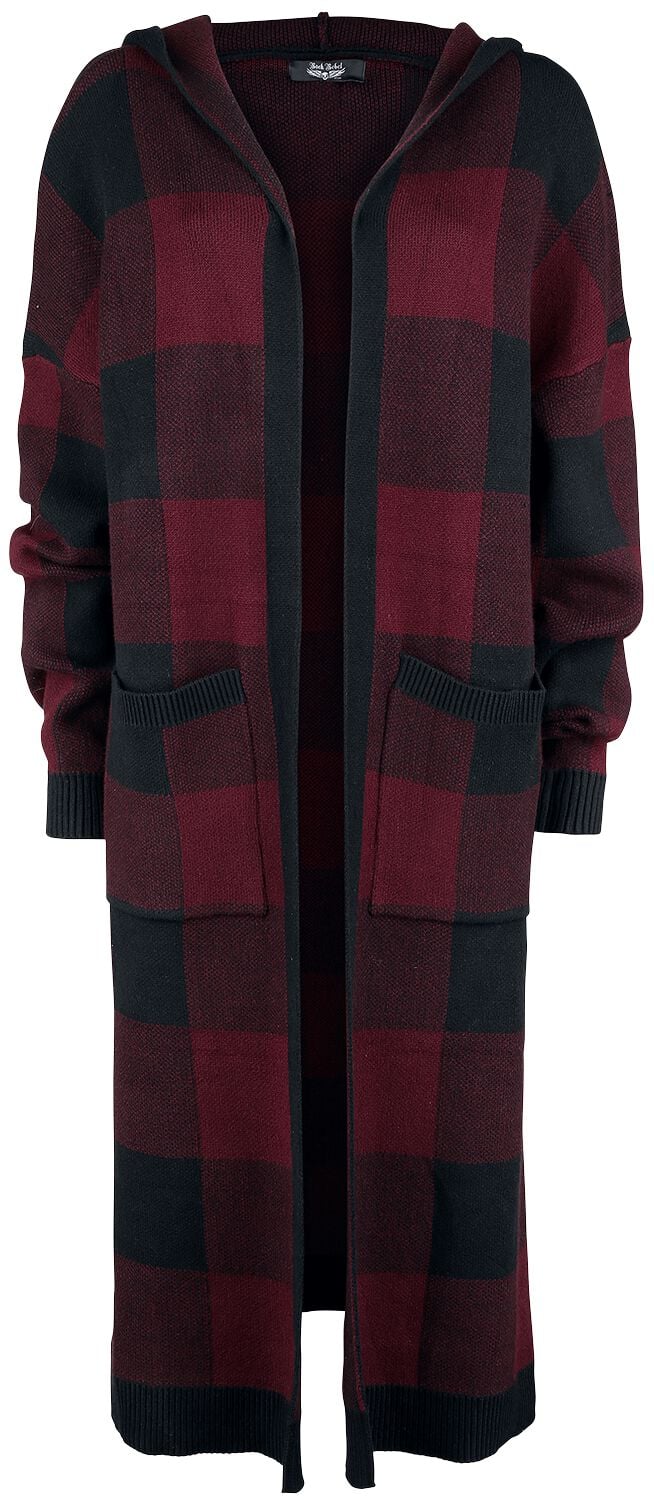 Black Premium by EMP Black/Red Checked Cardigan with Hood Cardigan black red - Image 2