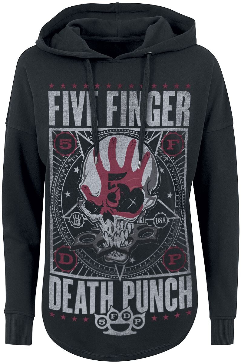 Five Finger Death Punch Star Skull Hoodie black used look - Image 2