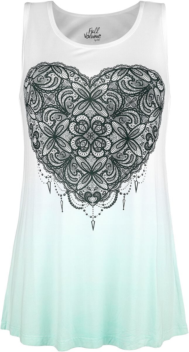 Full Volume by EMP White Top with Colour-Gradient and Print Top white turquoise - Image 2