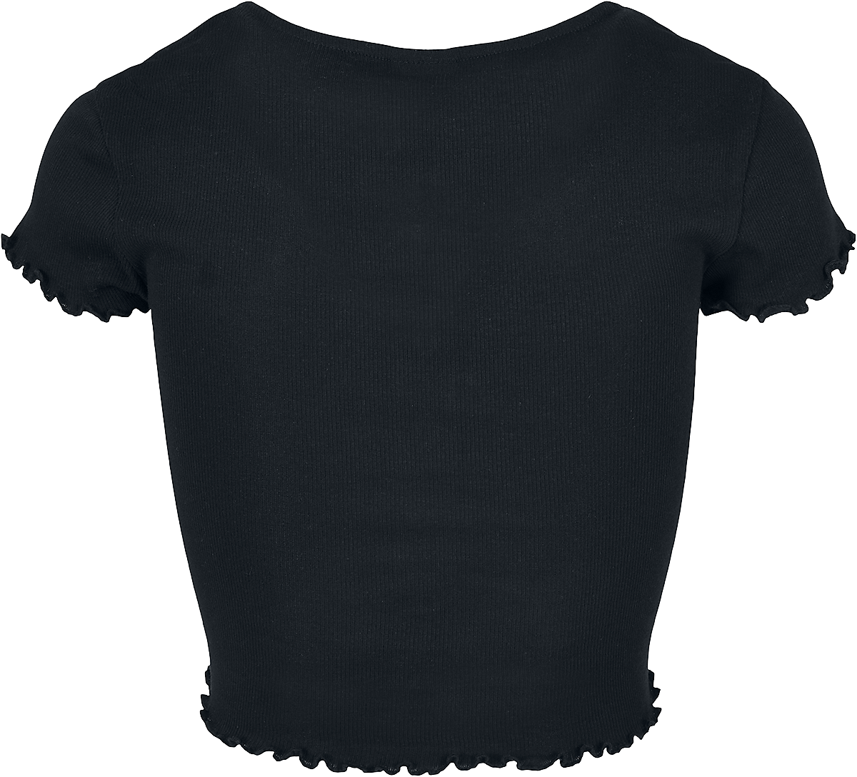 Urban Classics Ladies Cropped Button-Up Rib Tee T-Shirt black - Image 3