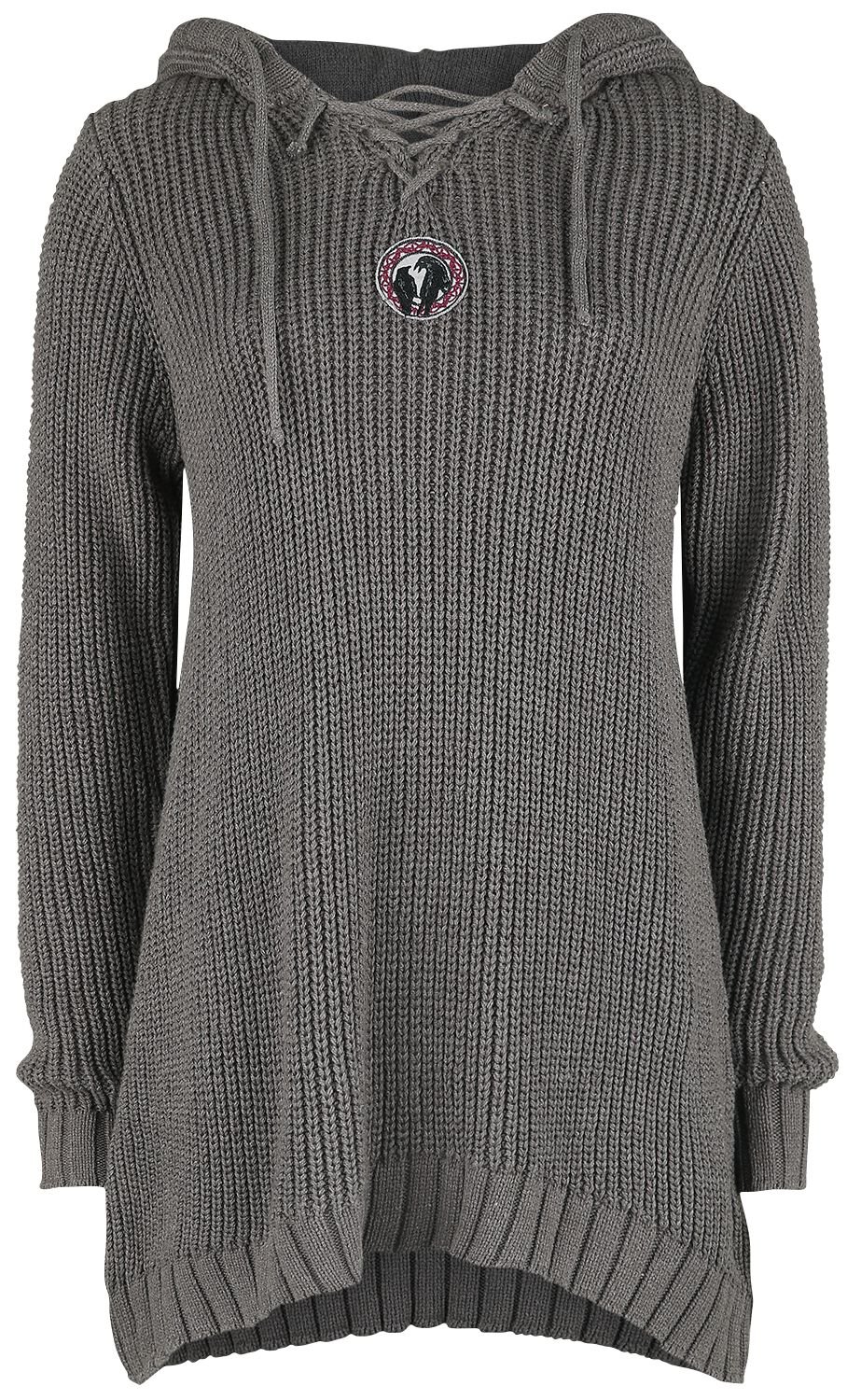 Black Premium by EMP Knitted Pullover with Hood and Lacing Knit jumper beige - Image 2