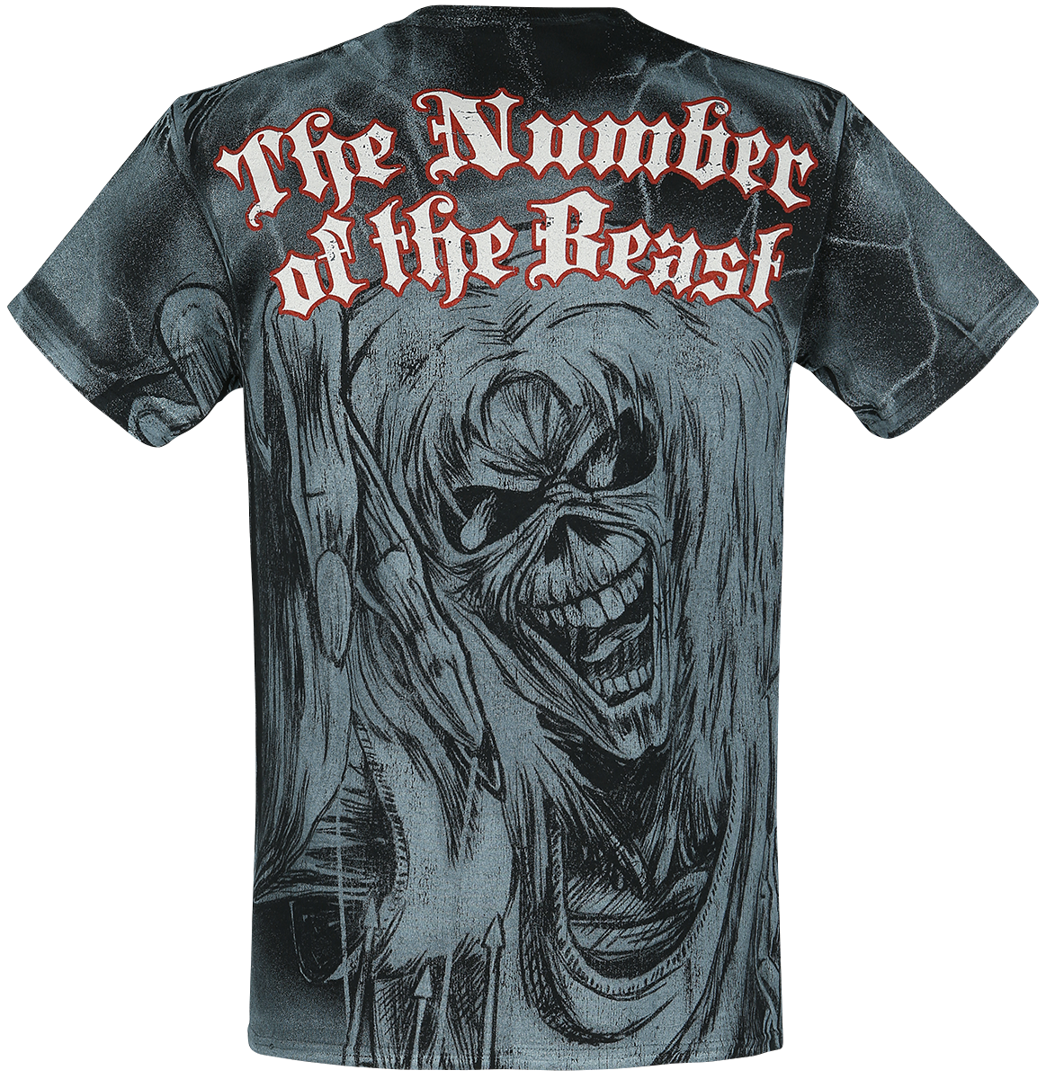 Iron Maiden Sketched Number Of The Beast Allover T-Shirt Allover - Image 3