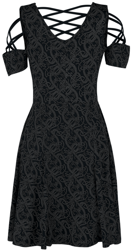 Black Premium by EMP Dress with Lacing and Celtic-Style Print Mini Dress black - Image 3