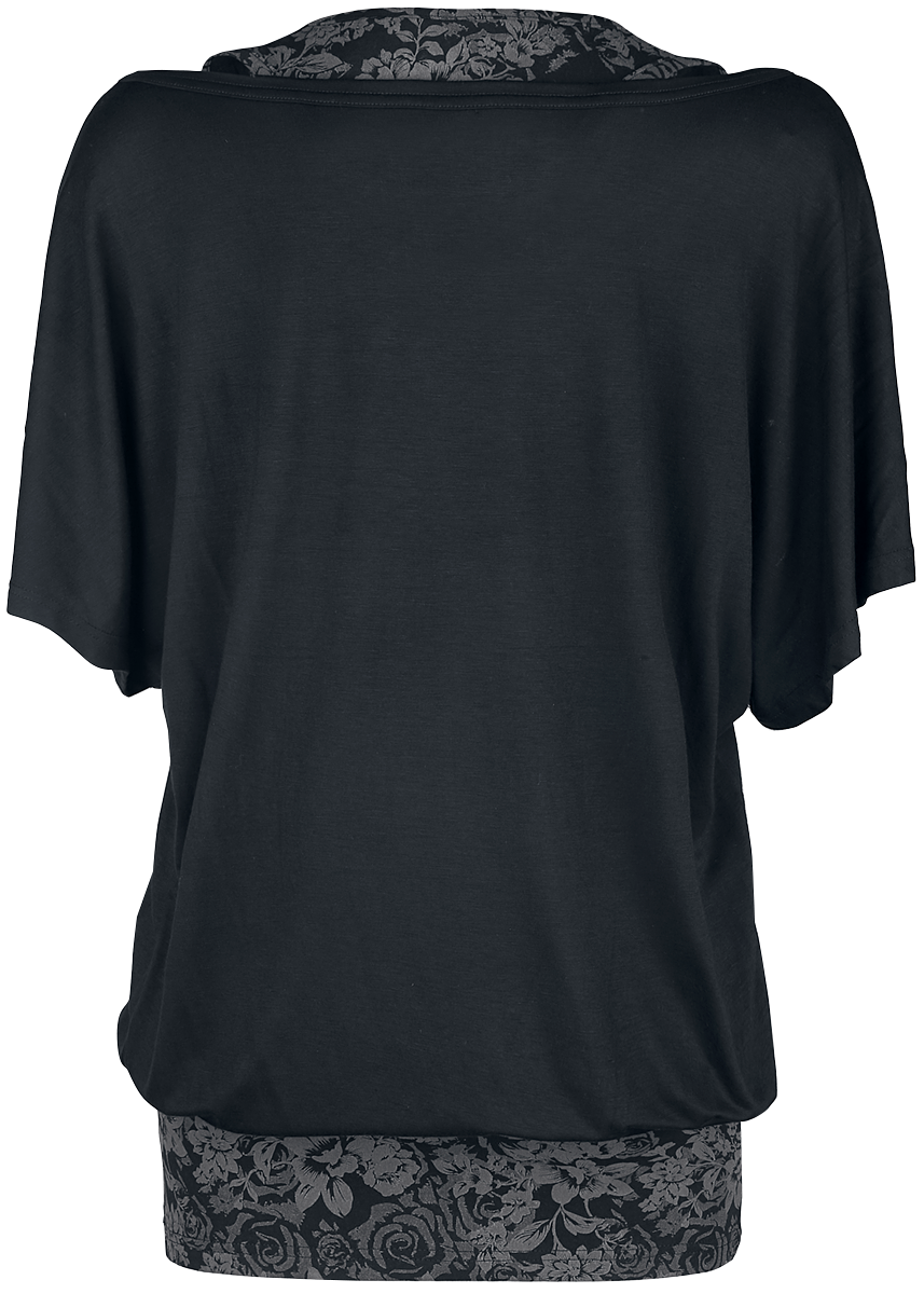 Black Premium by EMP Double-Layer T-Shirt with All-Over Printed Top T-Shirt black - Image 3