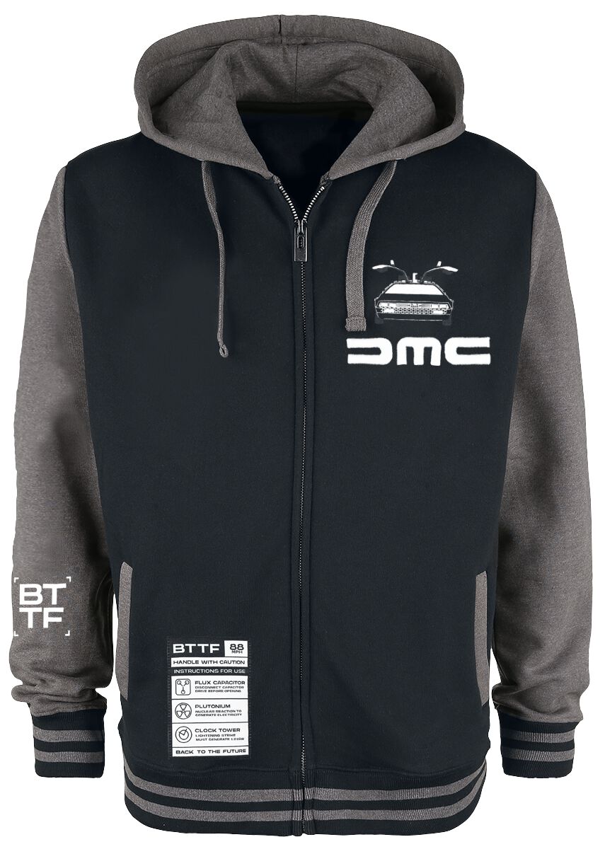Back To The Future Delorean Hoodie Jacket black dark grey - Image 2
