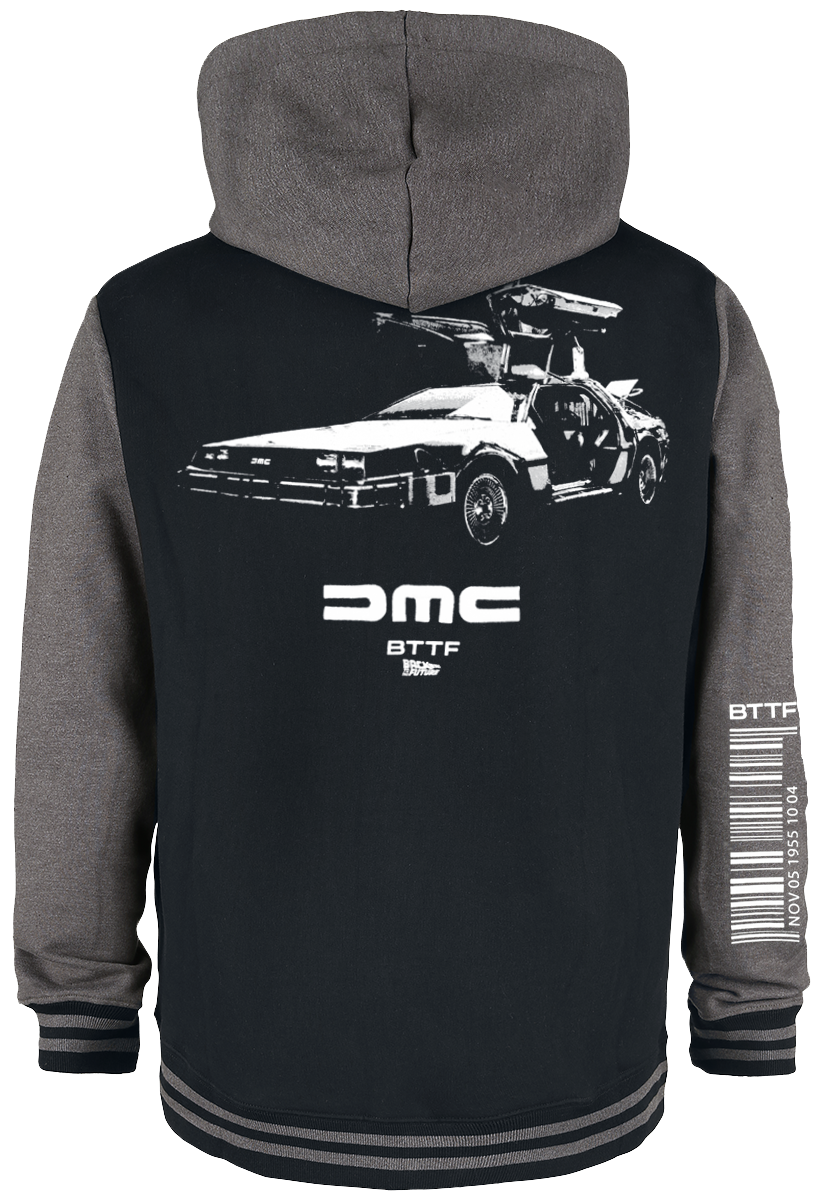 Back To The Future Delorean Hoodie Jacket black dark grey - Image 3