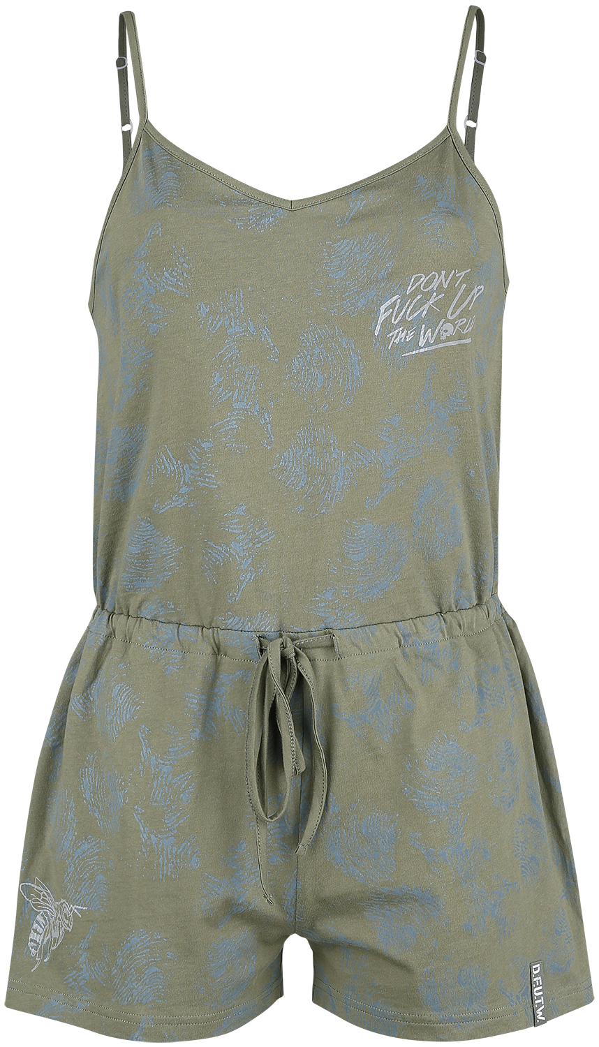 EMP Special Collection Don't Fuck Up The World - Short Green Jumpsuit with Print Jumpsuit green - Image 3