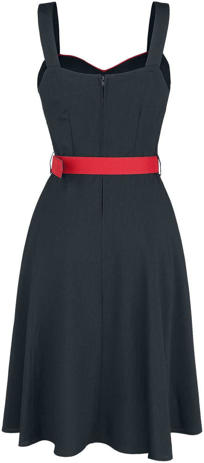 Voodoo Vixen Queen Heart Button Flare Dress Midi Dress black red - Image 3