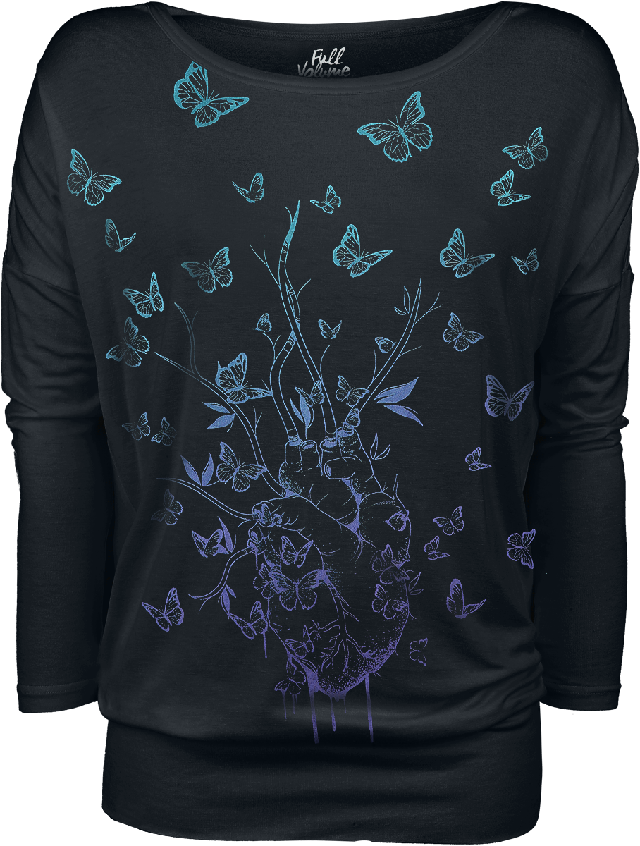 Full Volume by EMP Long-Sleeve Shirt with Butterfly Print Long-sleeve Shirt black - Image 3