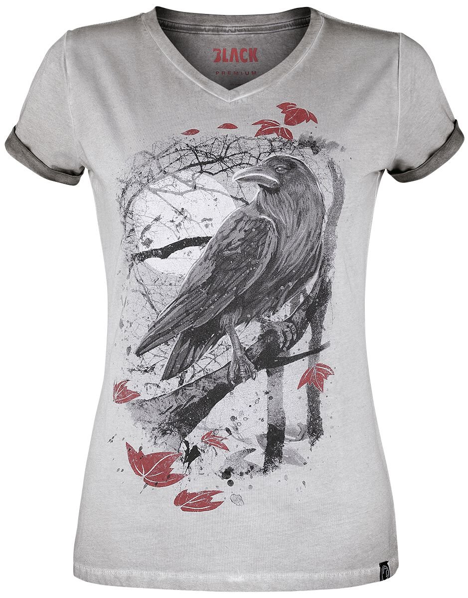 Black Premium by EMP T-shirt with Raven Print T-Shirt grey - Image 2