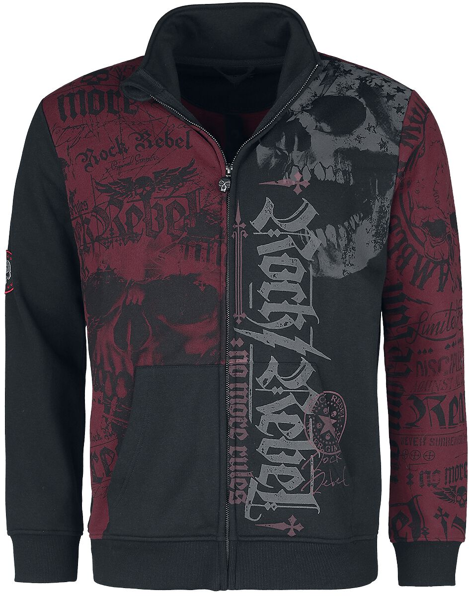 Rock Rebel by EMP Sweatshirt jacket with Rock Rebel prints Sweatshirt red black - Image 2