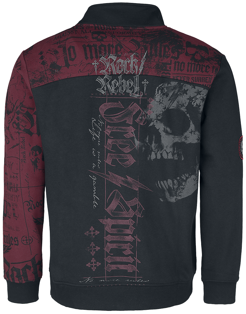 Rock Rebel by EMP Sweatshirt jacket with Rock Rebel prints Sweatshirt red black - Image 3
