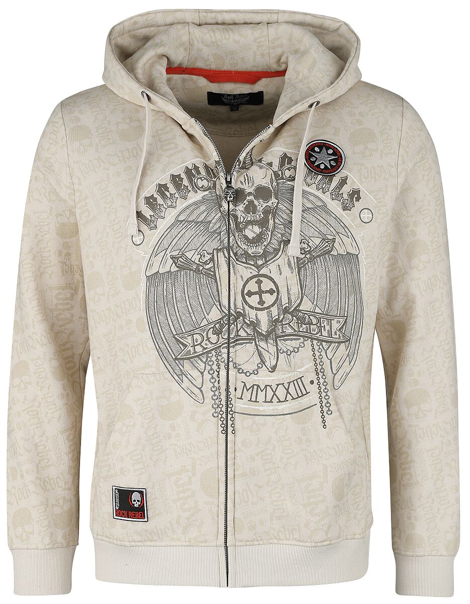 Rock Rebel by EMP Beige Hooded Jacket with Prints Hoodie Jacket beige - Image 2
