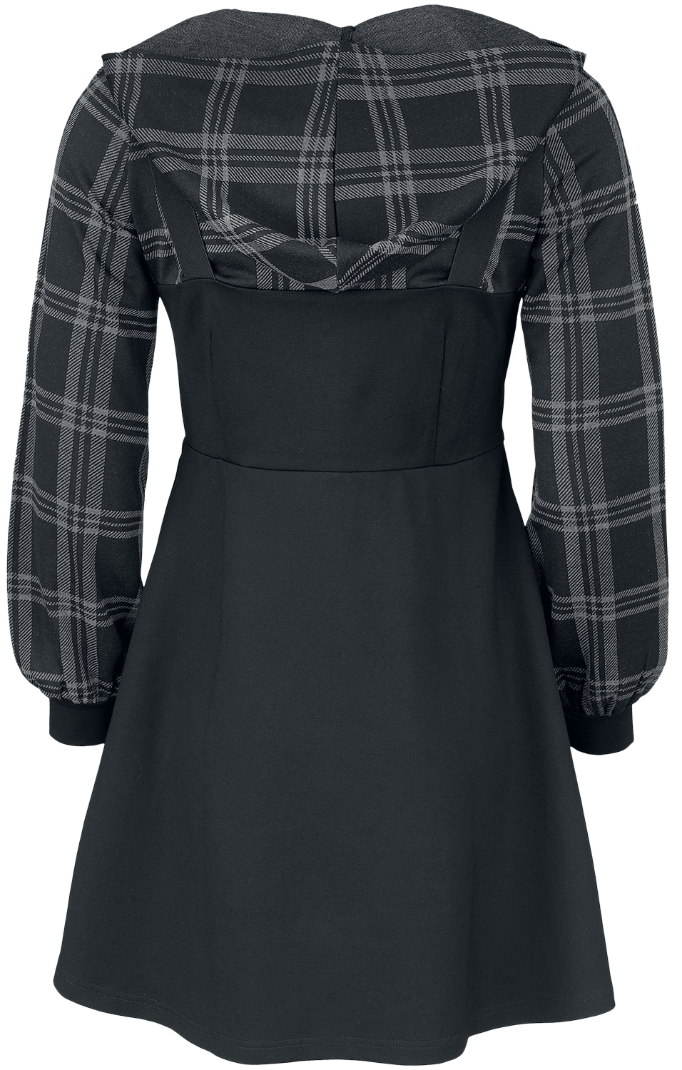 Rock Rebel by EMP Layered-effect dress with chequered hoodie Mini Dress black - Image 3