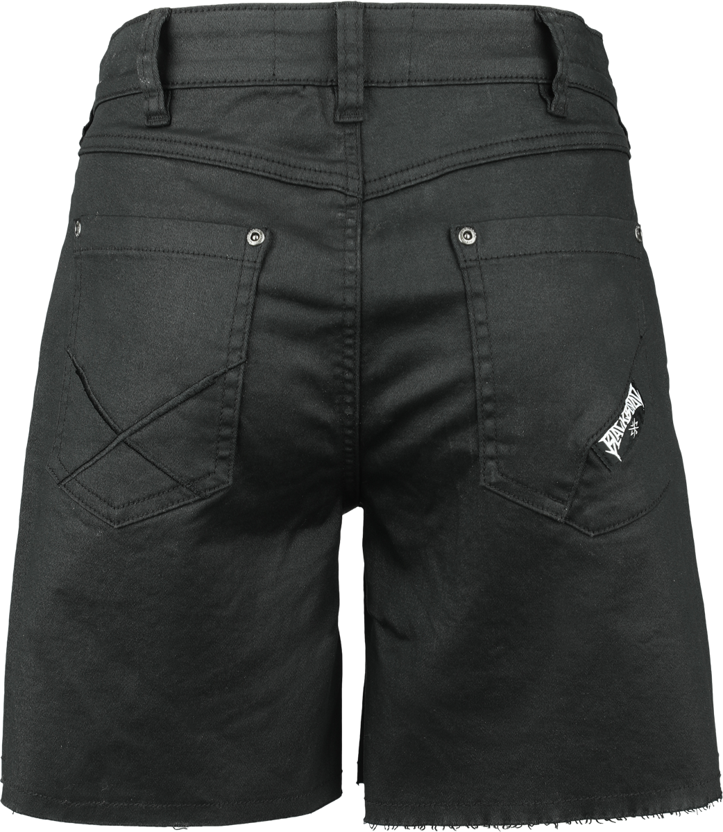 Black Blood by Gothicana coated shorts with small embroidery Shorts black - Image 3