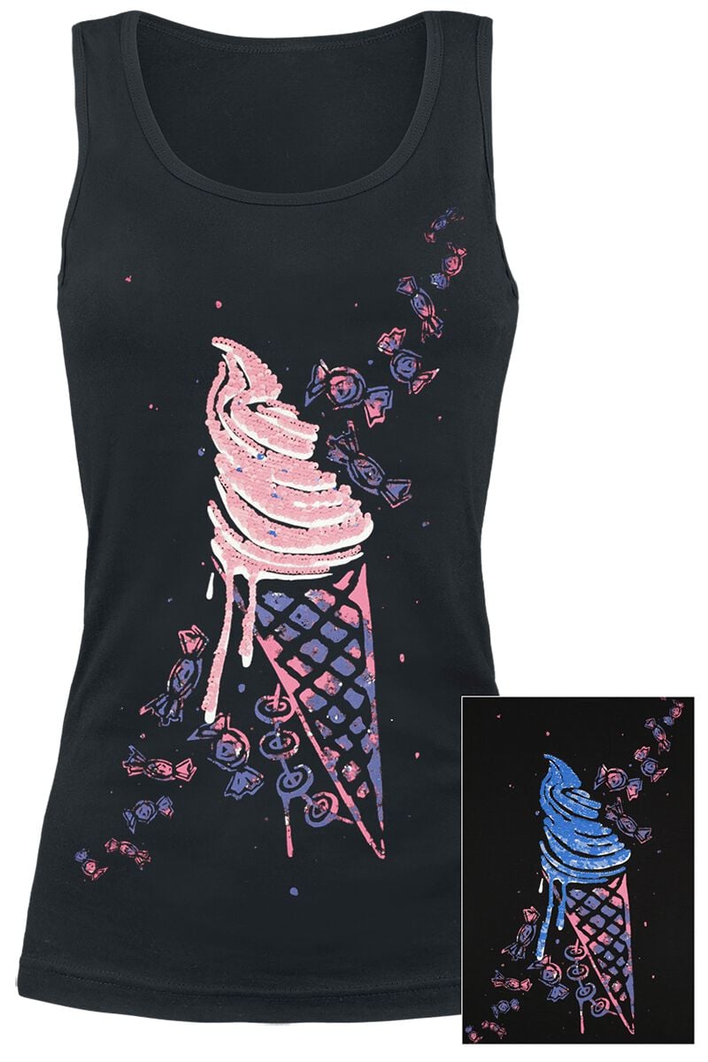 Full Volume by EMP Tank top with sequins and print Top black - Image 2