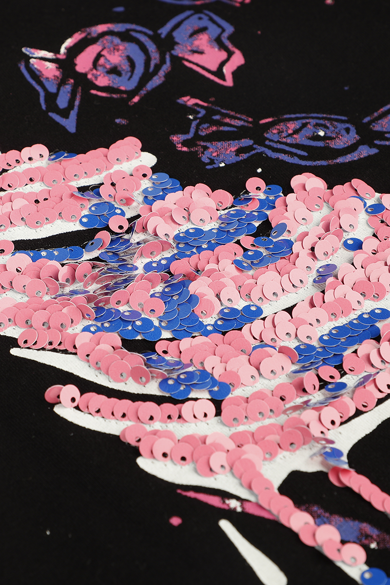 Full Volume by EMP Tank top with sequins and print Top black - Image 3