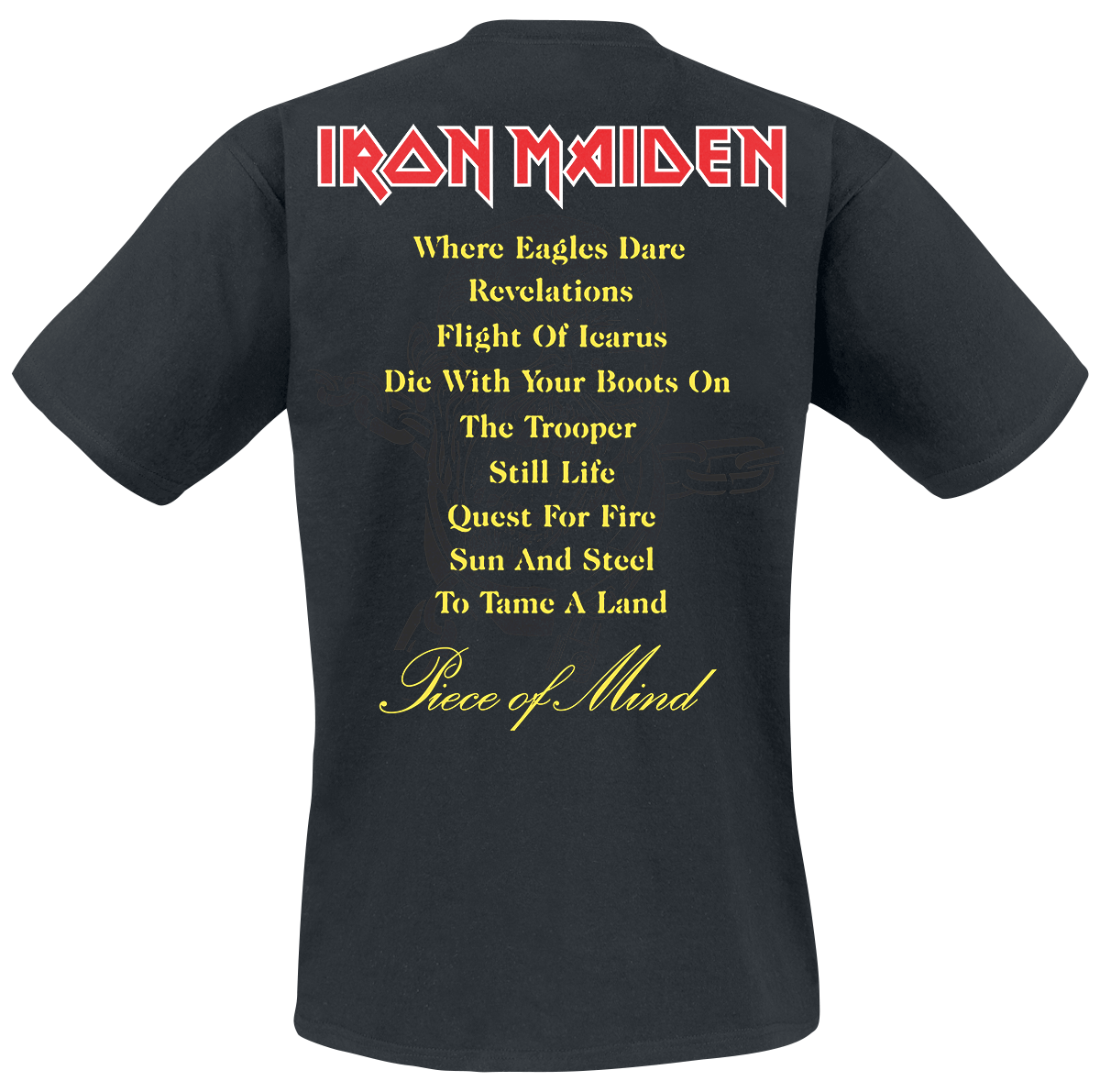 Iron Maiden Piece Of Mind Tracklist T-Shirt black - Image 3