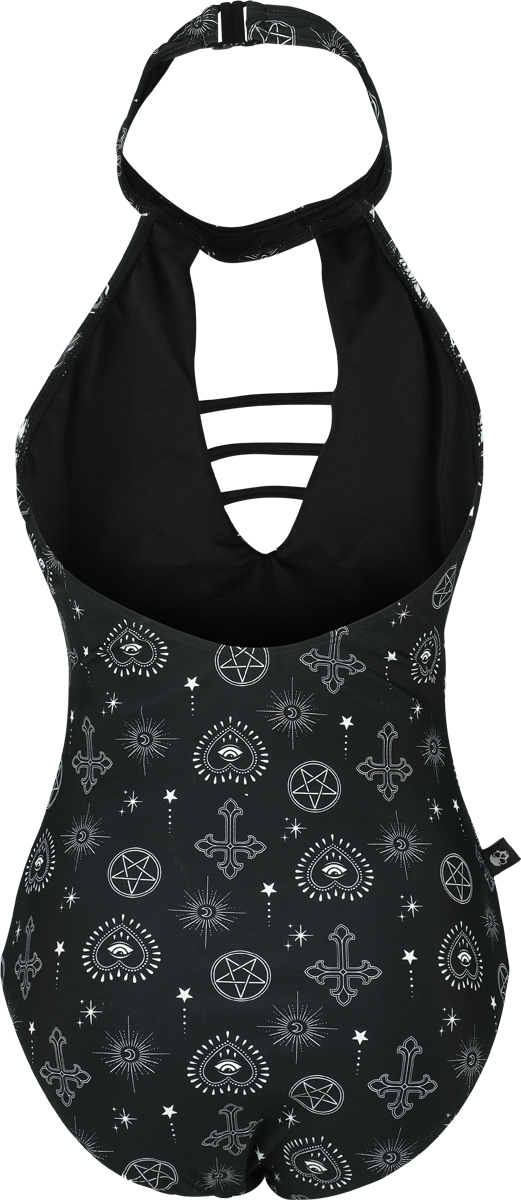 Gothicana by EMP Neckholder Swimsuit with Mystical Symbols Swimsuit black - Image 3