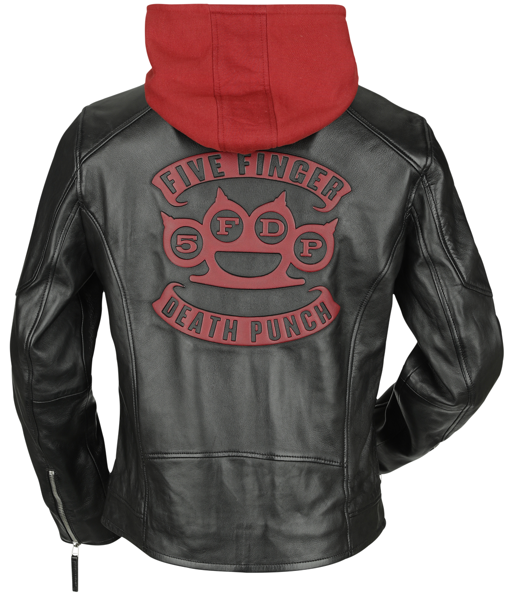 Five Finger Death Punch EMP Signature Collection Leather Jacket black dark red - Image 3