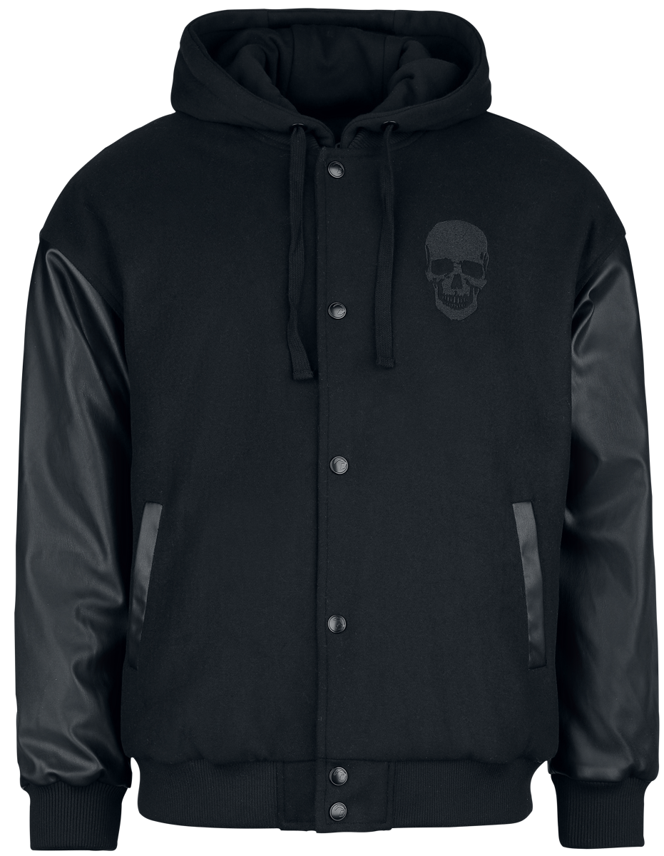 Black Premium by EMP Varsity jacket with faux leather details Varsity Jacket black - Image 3