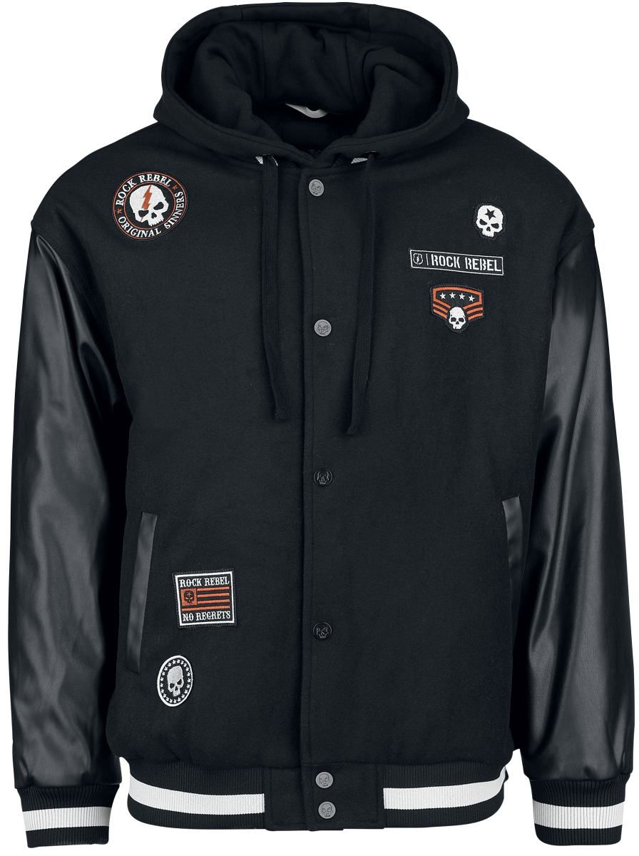 Rock Rebel by EMP Varsity jacket with faux leather details Varsity Jacket black - Image 3