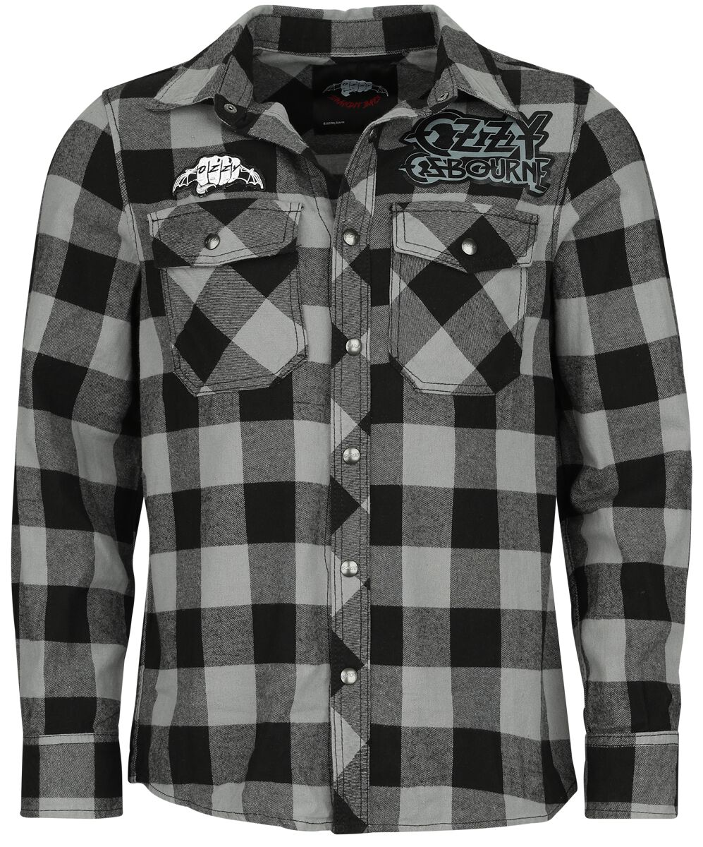 Ozzy Osbourne Check Shirt Longsleeve black grey - Image 2