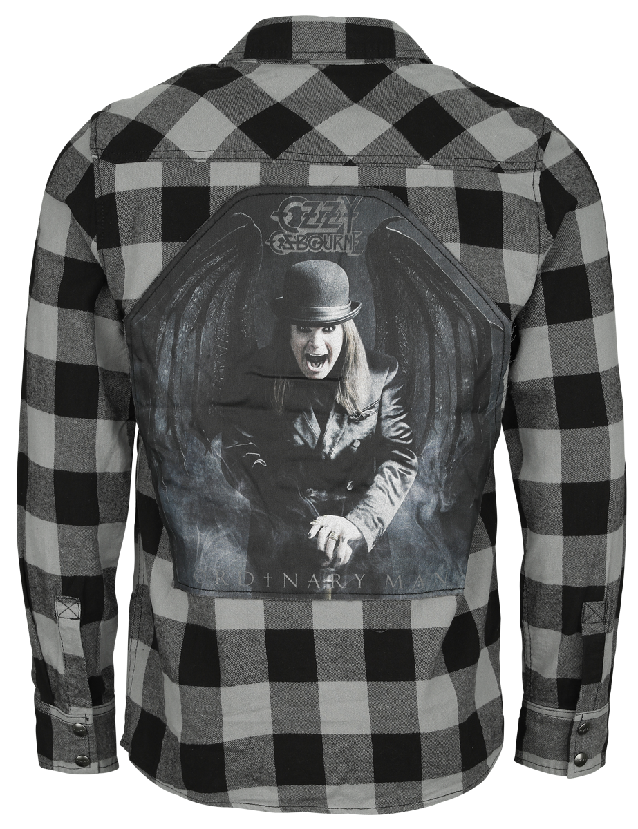 Ozzy Osbourne Check Shirt Longsleeve black grey - Image 3