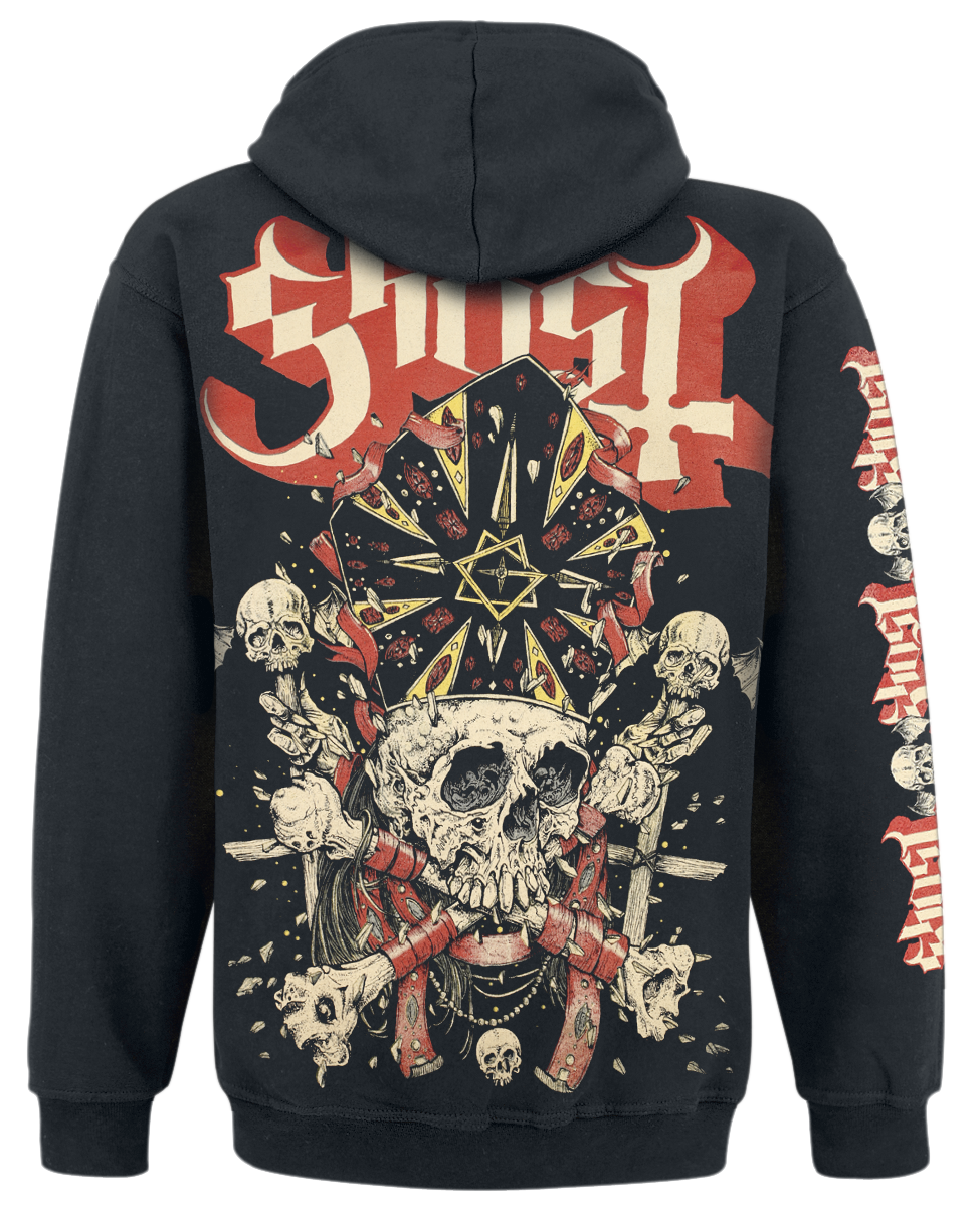 Ghost Distressed Papa Skull Hoodie Jacket black - Image 3