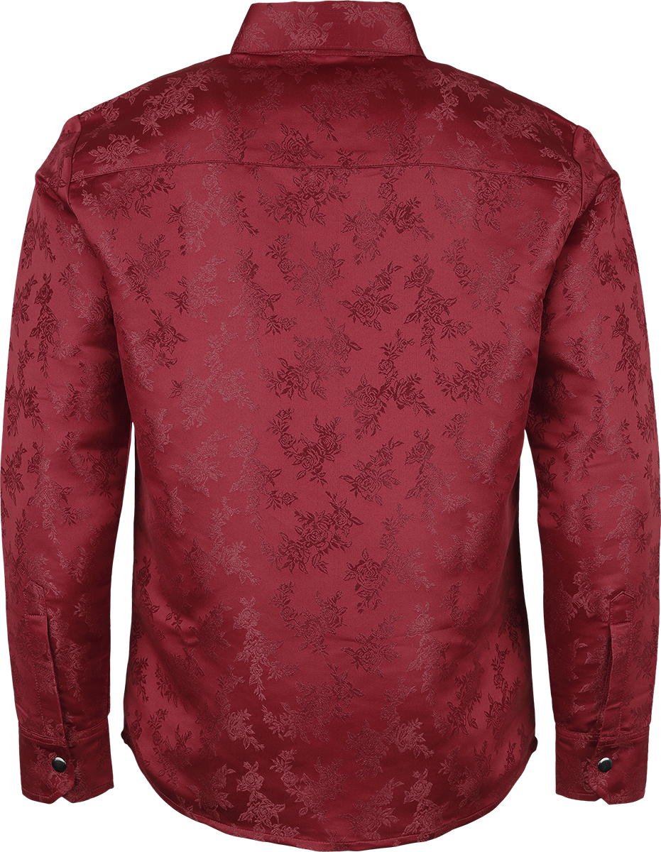 Gothicana by EMP Woven Rose Shirt Longsleeve dark red - Image 3