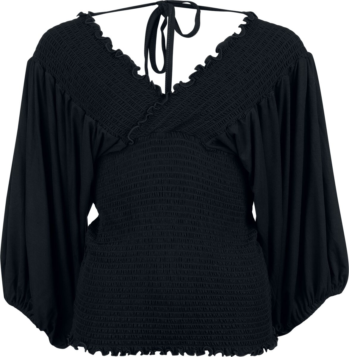 Black Premium by EMP Smocked Long-sleeved Top Long-sleeve Shirt black - Image 2