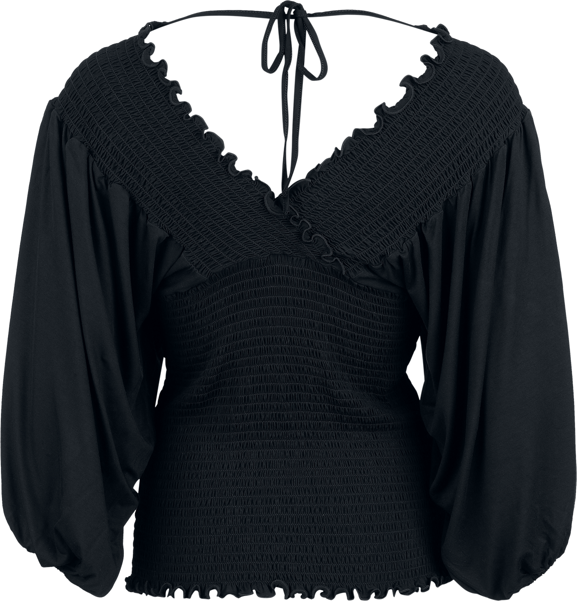 Black Premium by EMP Smocked Long-sleeved Top Long-sleeve Shirt black - Image 3